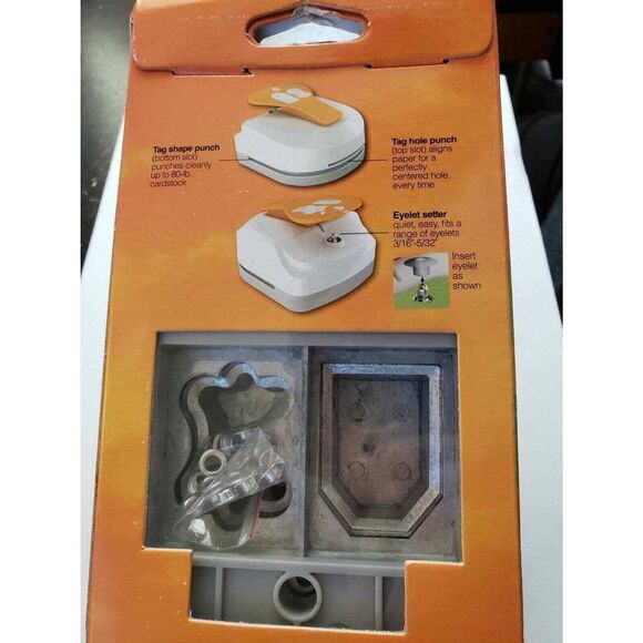 Fiskars Tag Maker Eyelet Setter 2 Punch 20 eyelets NEW Paper Punch 2x3 - Picture 3 of 5